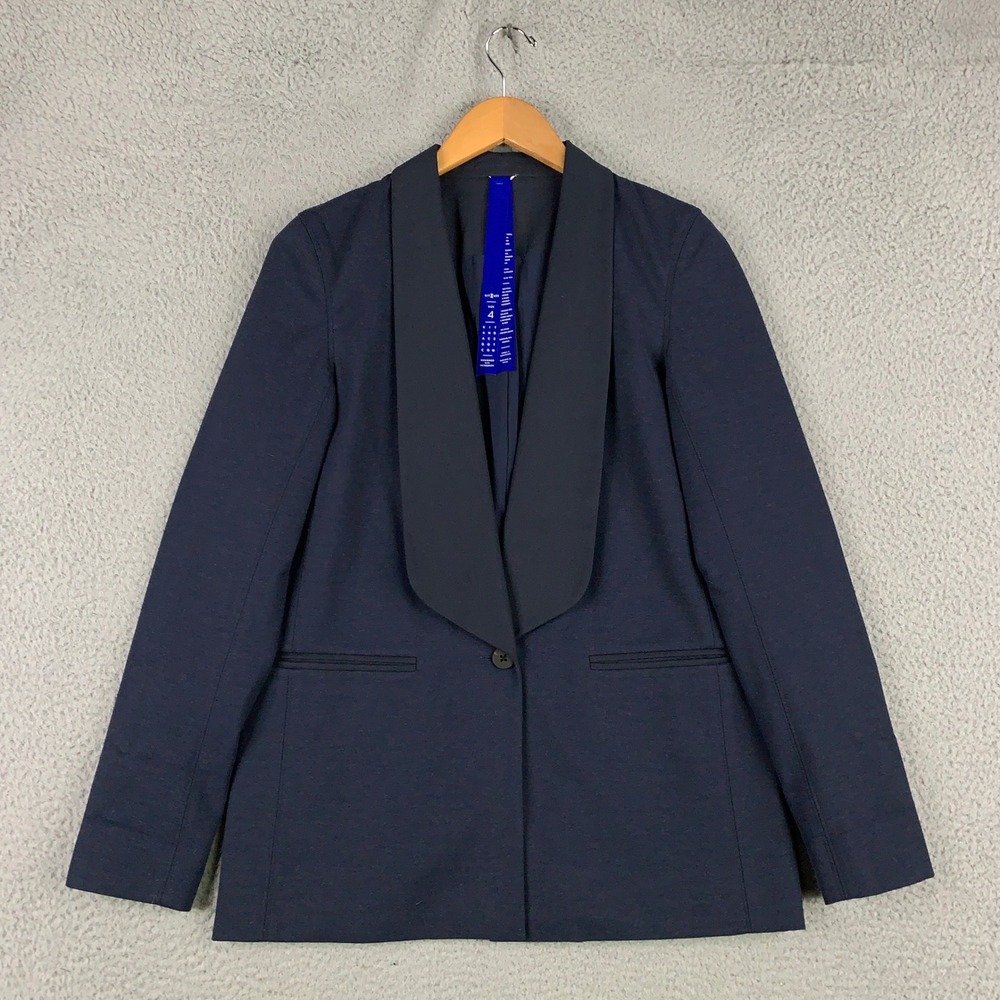 Kit & Ace Tuxedo Blazer Women's Size 4 Navy Blue Shawl Lapel Wool Cashmere Blend